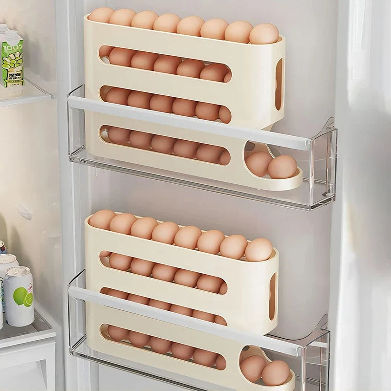 30-Egg Rolling Dispenser Rack | Fridge Egg Organizer Box Egg Dispenser Rack Qme