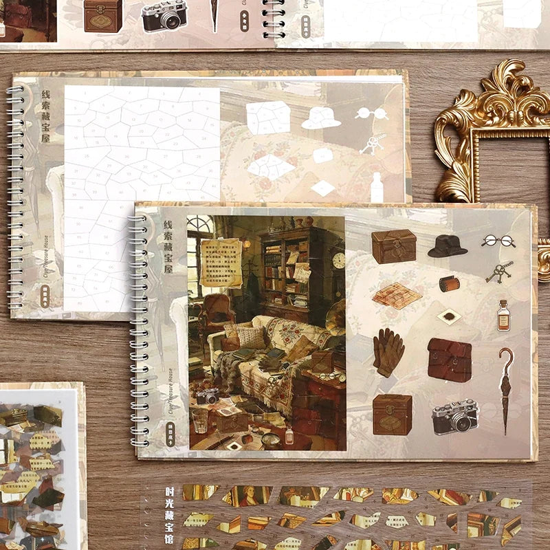 Adventure Log Treasure Hunt Puzzle Sticker Book – 19 Pcs DIY DIY Sticker Book Qme