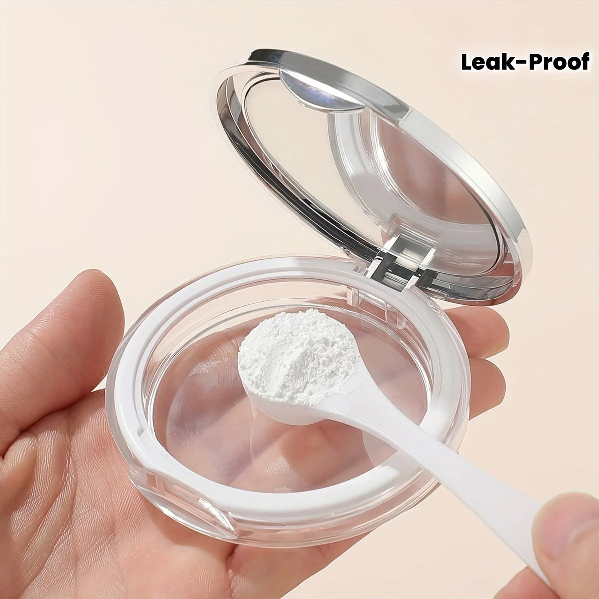 Qme Ultra-Thin Loose Powder Compact – Travel Leak-Proof Case Loose Powder Compact Qme