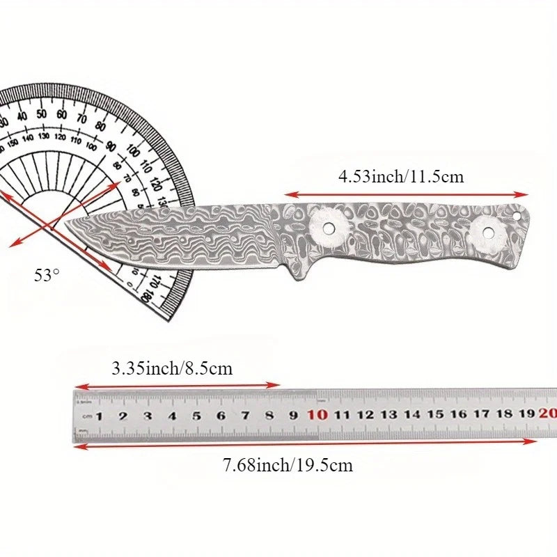 Swayboo Damascus Steel Knife Blank – DIY Fixed Blade Billet Knife Making Blank Qst