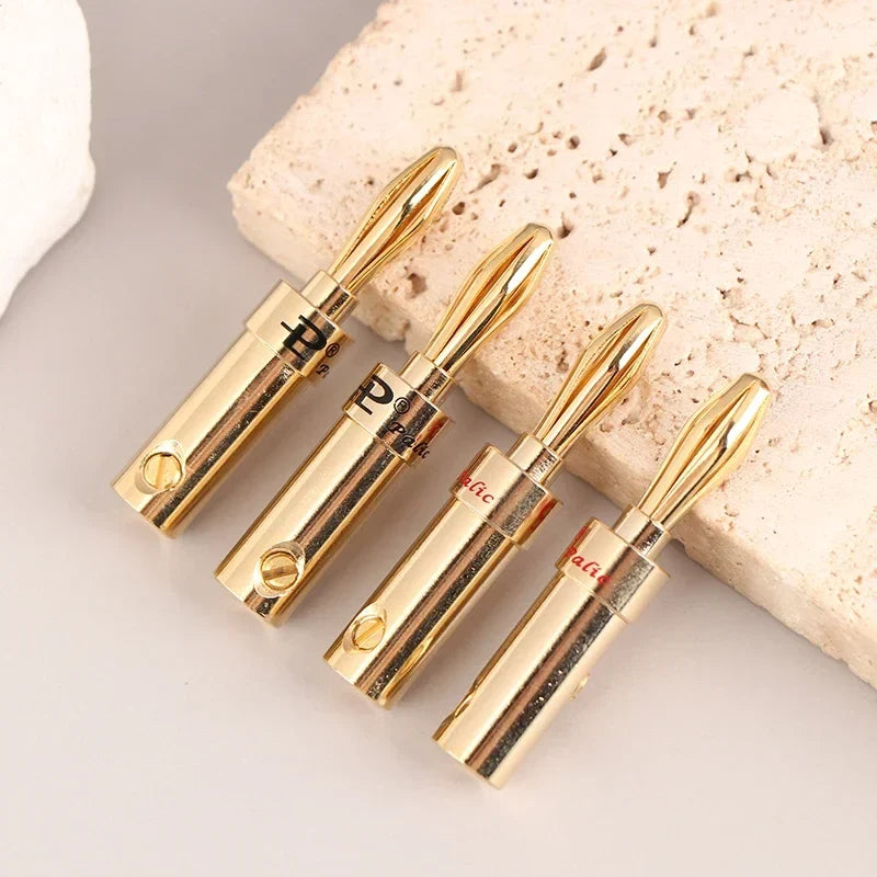 Gold-Plated Copper Cross Banana Speaker Plug Connectors 2pcs Banana Speaker Plug Qme