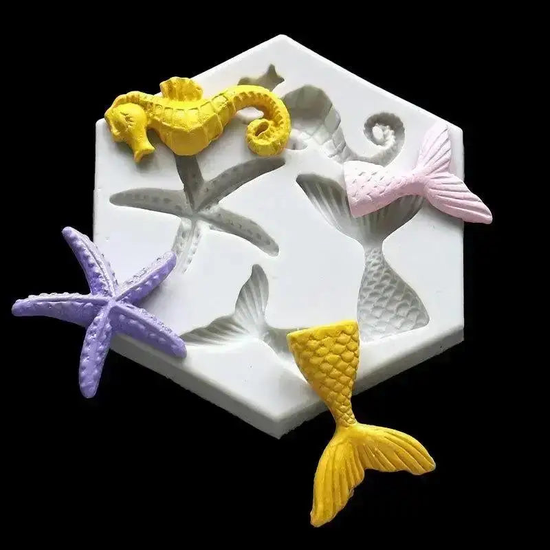 Silicone Mermaid Fish Tail Fondant Mold | Marine Life Baking Silicone Baking Mold Qme