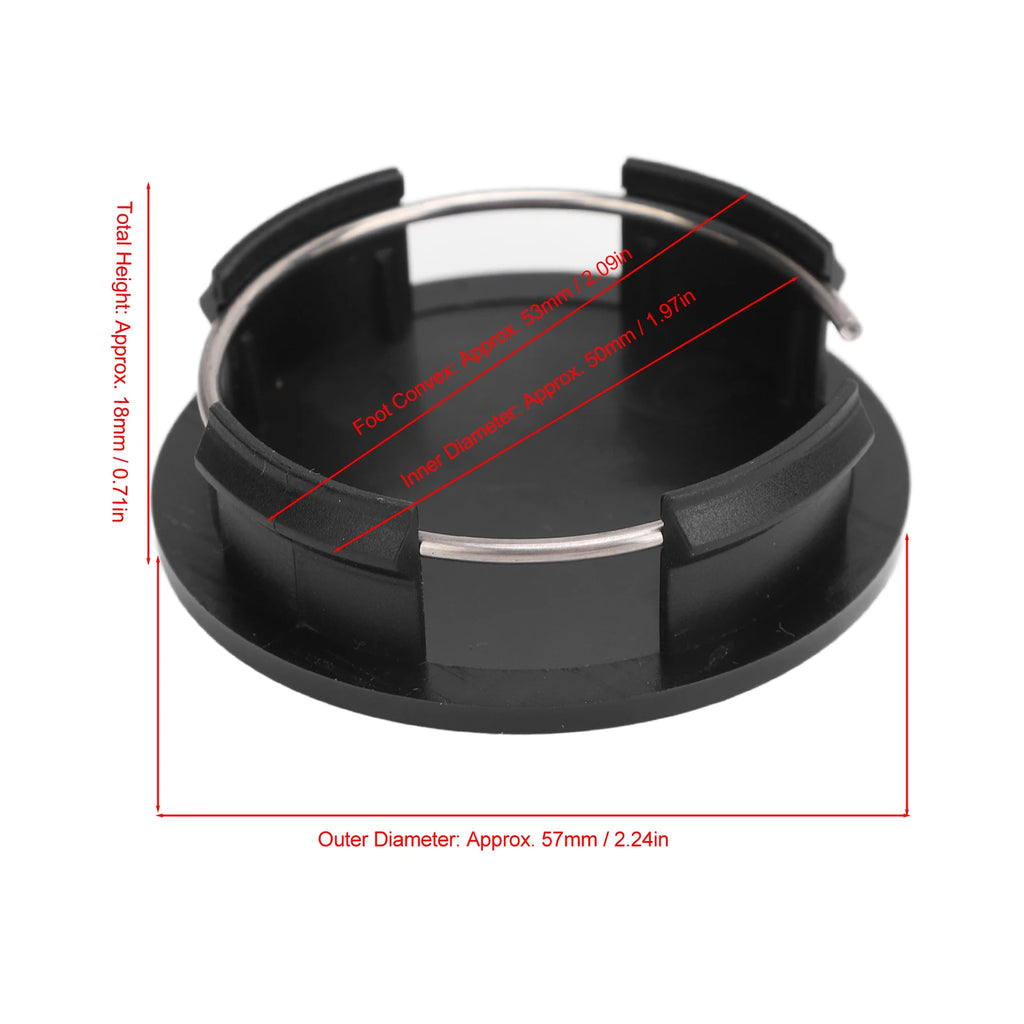 57mm Carbon Style Wheel Center Caps – Set of 4 with Clamps Wheel Center Caps Qst