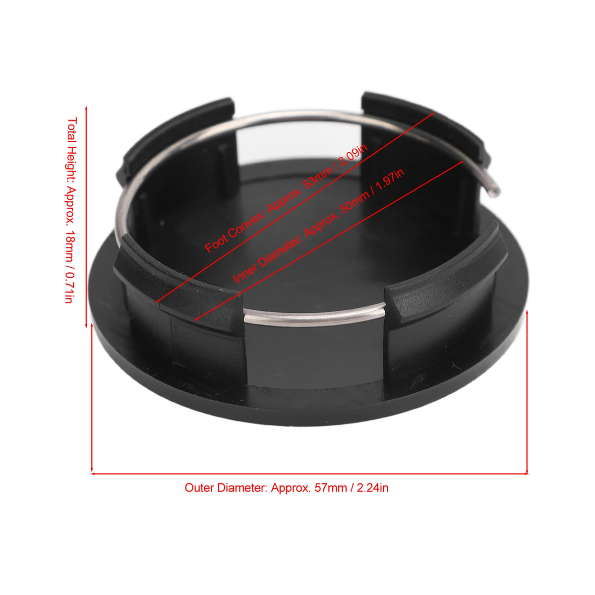 57mm Carbon Style Wheel Center Caps – Set of 4 with Clamps Wheel Center Caps Qst