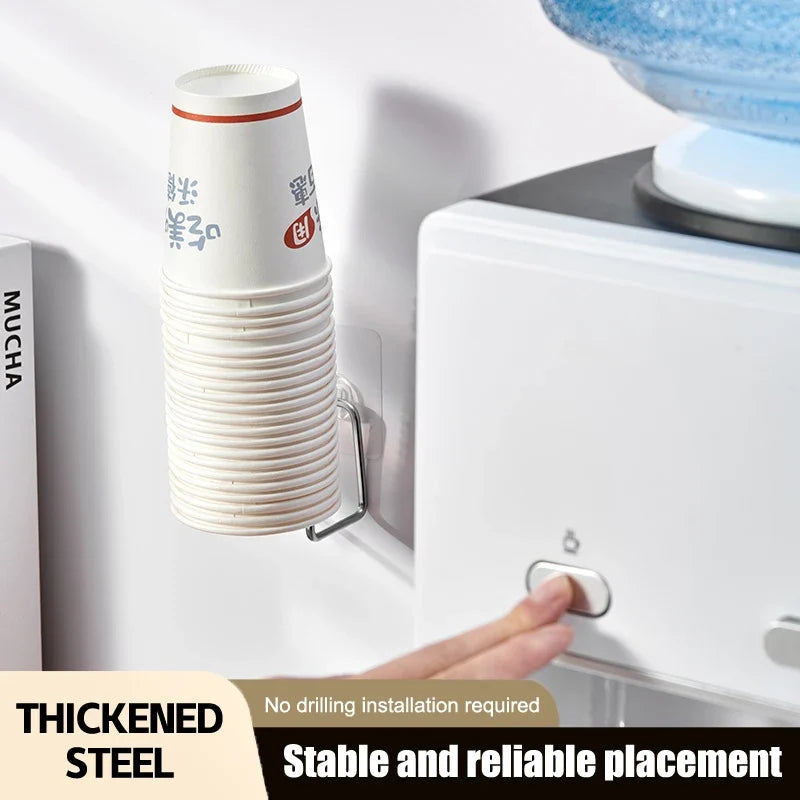 Wall-Mounted Stainless Steel Disposable Paper Cup Holder Wall Cup Dispenser Qme