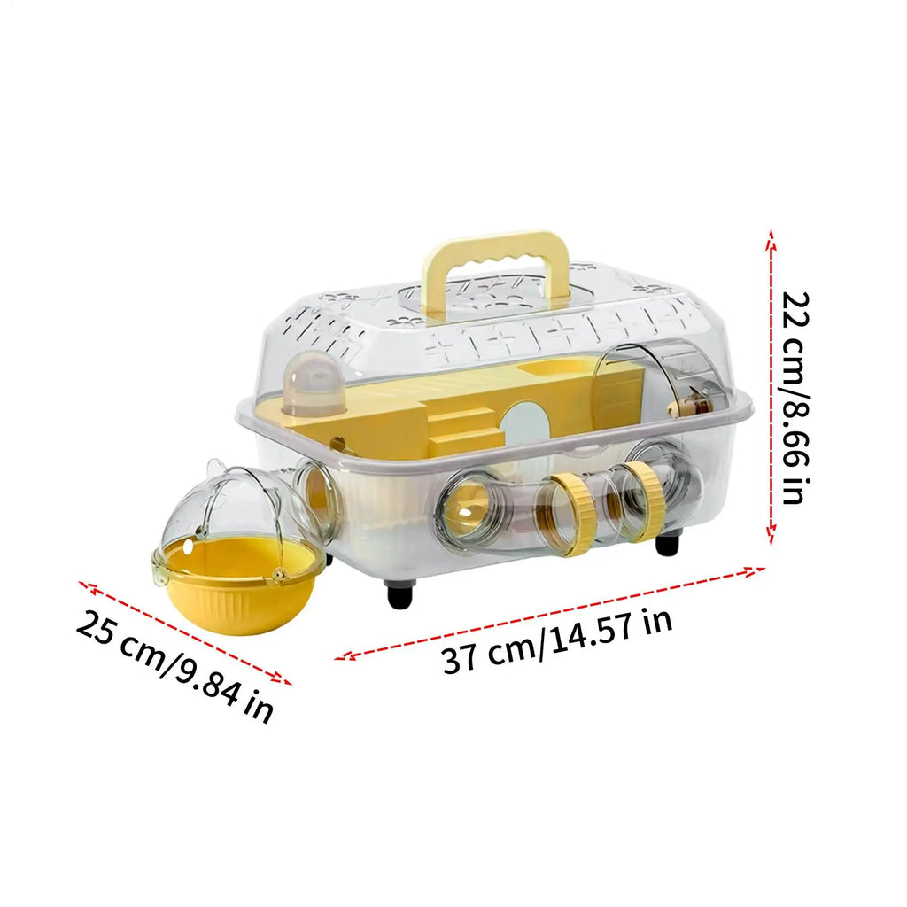 Dwarf Hamster Cage 2-Layer Transparent Habitat with Tunnel Small Animal Cage Qme