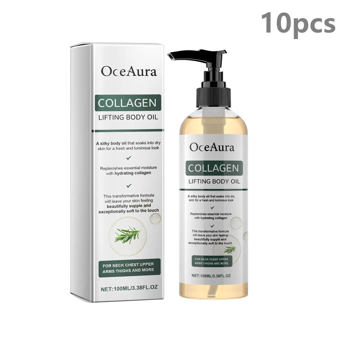 OceAura Collagen Rosemary Firming Body Oil – 100ml Firming Body Oil Qst 10pcs