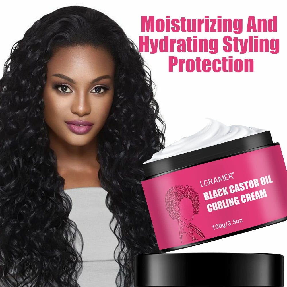 LGRAMÉR Black Castor Oil Curl Defining Anti-Frizz Cream 100g Curl Defining Cream Qst