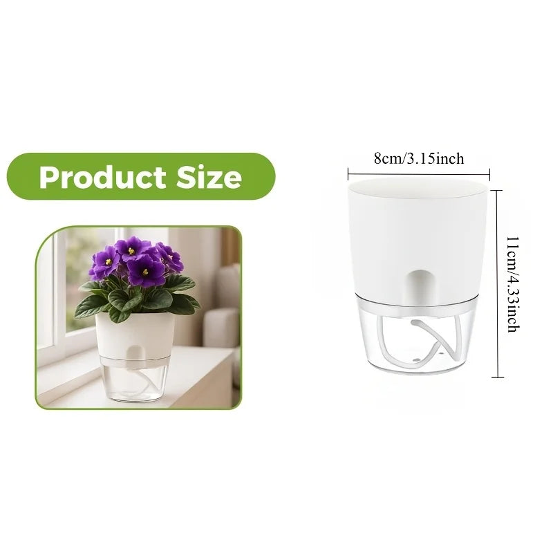 Self Watering Plant Pot – Double Layer Transparent Reservoir Self Watering Planter Qme