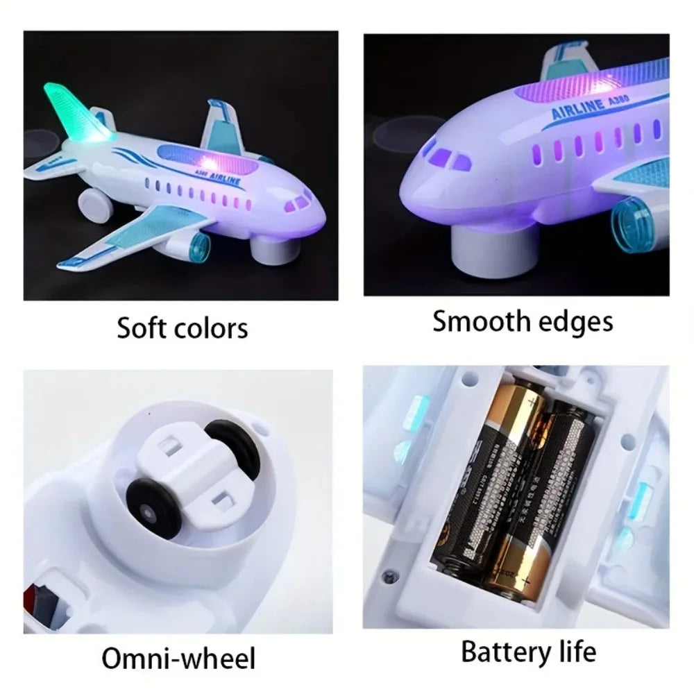 Electric Toy Airplane Flashing LED Lights & Sounds – Bump Go Electric Toy Airplane Qme