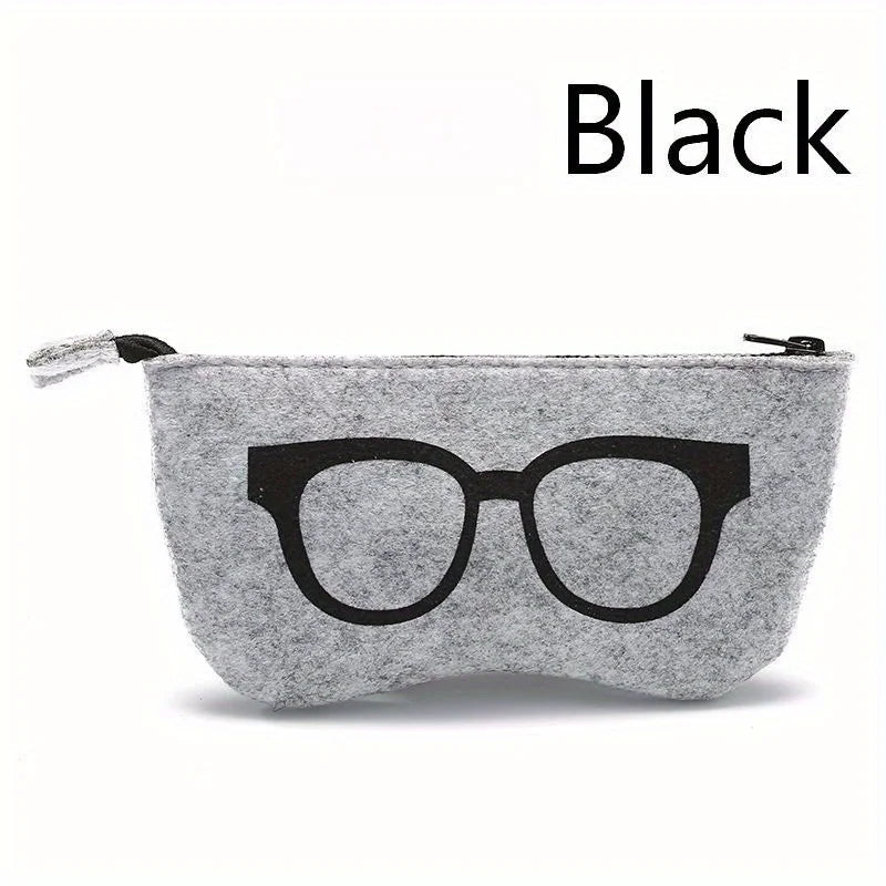 Soft Felt Eyeglasses Pouch | Zippered Sunglasses Storage Bag Eyeglasses Pouch Qme