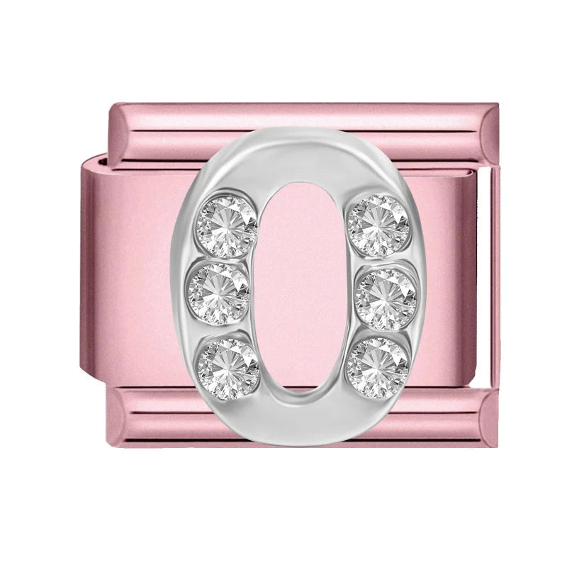 Zircon Number Italian Charm Links 0-9 | Stainless Steel DIY