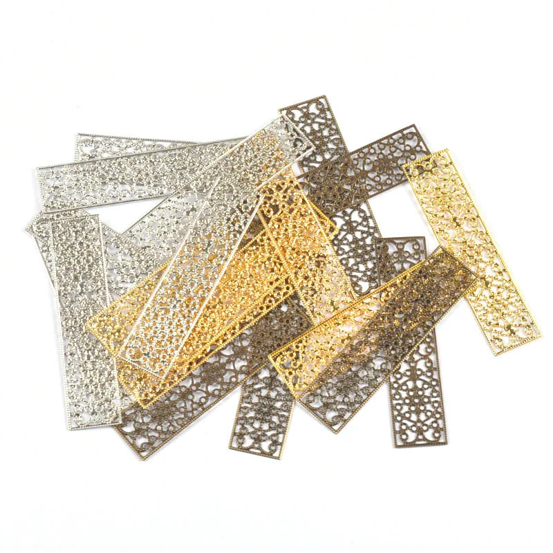 Rectangle Flower Filigree Metal Connectors – DIY Jewelry & Crafts Filigree Craft Connectors Qme