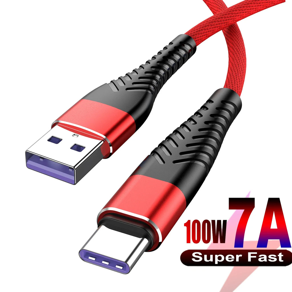 100W USB-C Fast Charging Cable 7A Braided Cord | 4 Lengths USB-C Charging Cable Qme