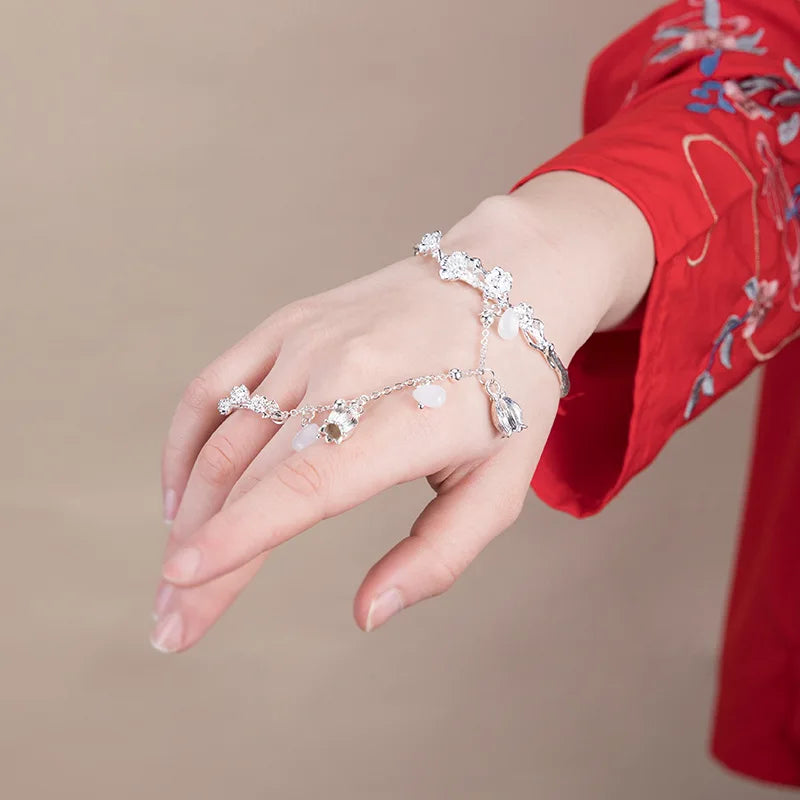 Retro Butterfly Bell Water Drop Bangle Bracelet – 4 Colors Charm Bangle Bracelet Qme