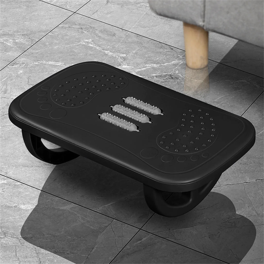 Rocking Under-Desk Footrest with Massage Rollers | Anti-Slip Ergonomic Footrest Qme Black