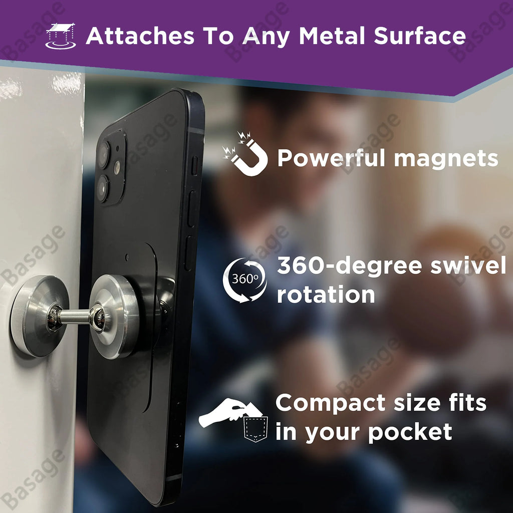 Dual Magnetic Gym Phone Holder – 360° Double-Sided Mount Magnetic Phone Mount Qme