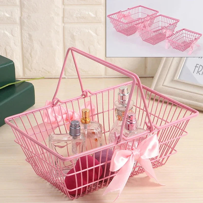 Mini Metal Desktop Organizer Basket | Desk Storage Container Desktop Organizer Basket Qme