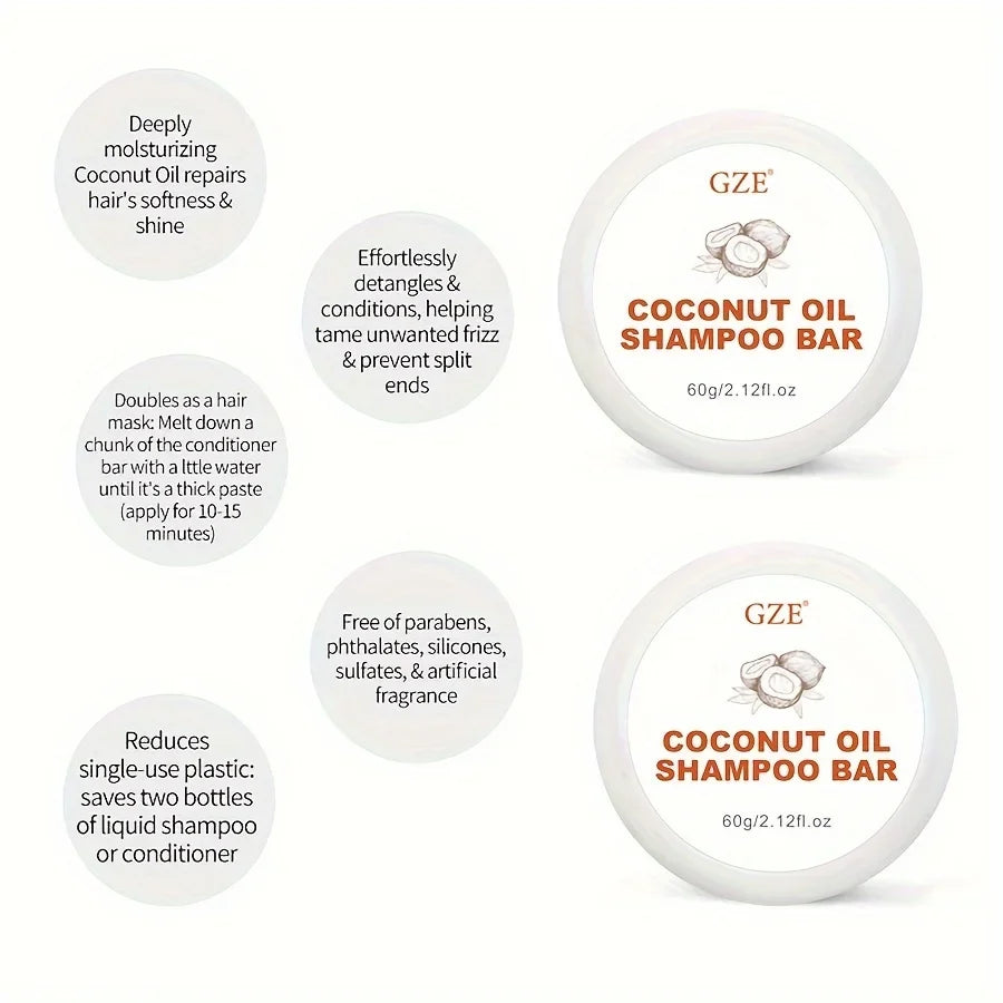 GZE Coconut Oil Shampoo Bar – Moisturizing for Dry Hair Solid Shampoo Bar Qme
