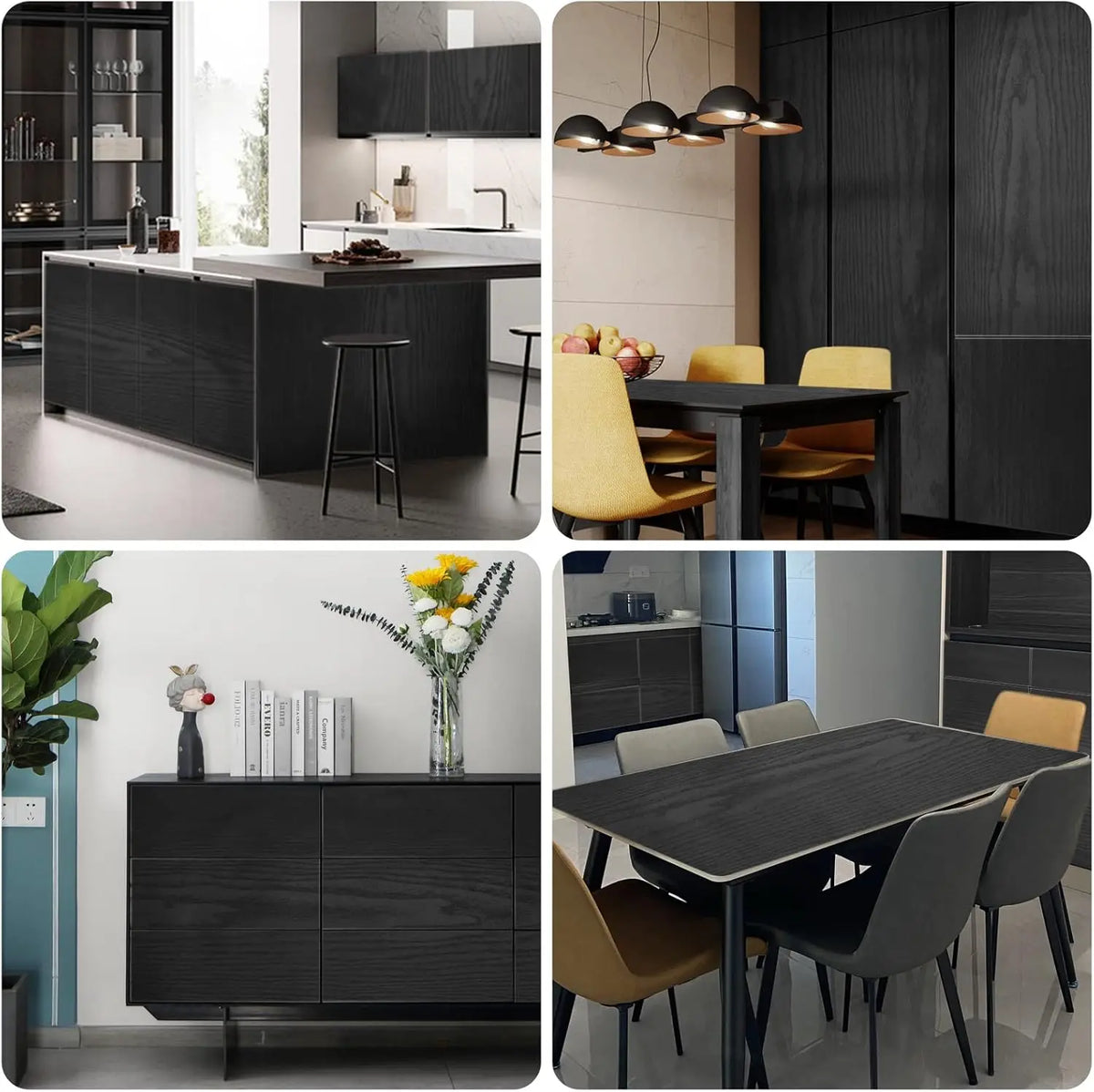 Black Wood Grain Peel & Stick Wallpaper Film – Cabinets Peel & Stick Wallpaper Qme