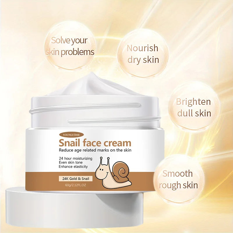 YOUNGCOME Snail Essence Cream – Collagen & Hyaluronic Moisturizer Facial Moisturizer Cream Qst