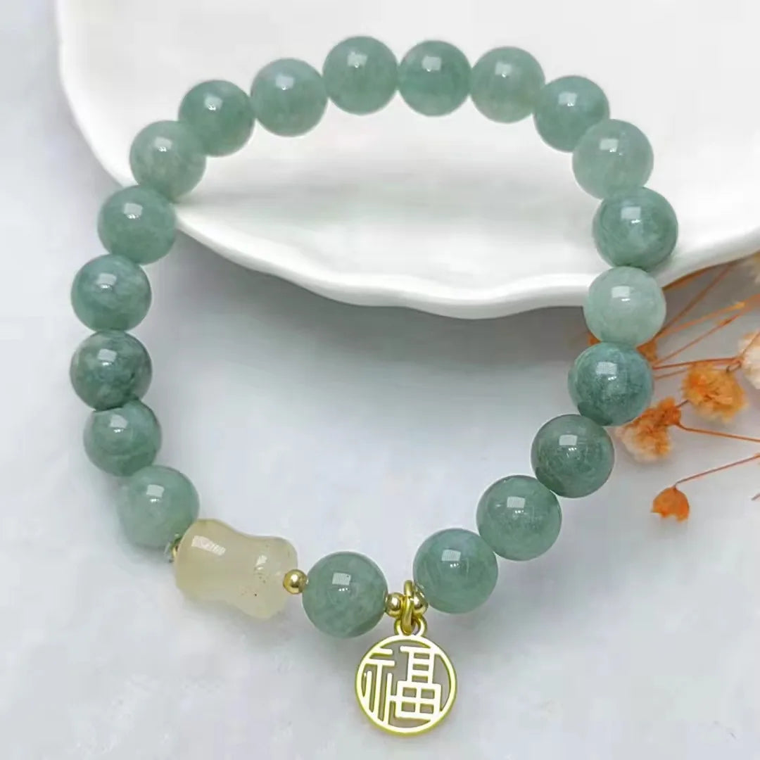Fu Character Lucky Jade Crystal Antique Bracelet Crystal Antique Bracelet Qme