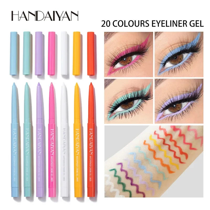 20 Color Waterproof Matte Gel Eyeliner Pen | Long-Lasting Gel Eyeliner Pen Qme