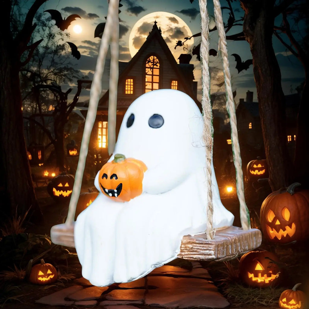 Ghost Pumpkin Halloween Swing Ornaments – Weather-Resistant Halloween Ornament Qme