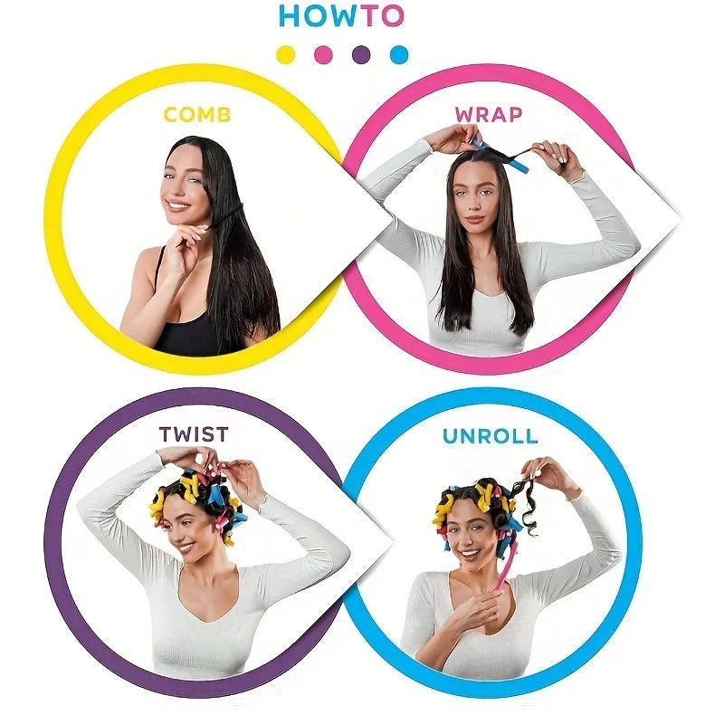 Flexi Rods No-Heat Hair Curlers – Soft Waves Styling Set No-Heat Hair Curlers Qme