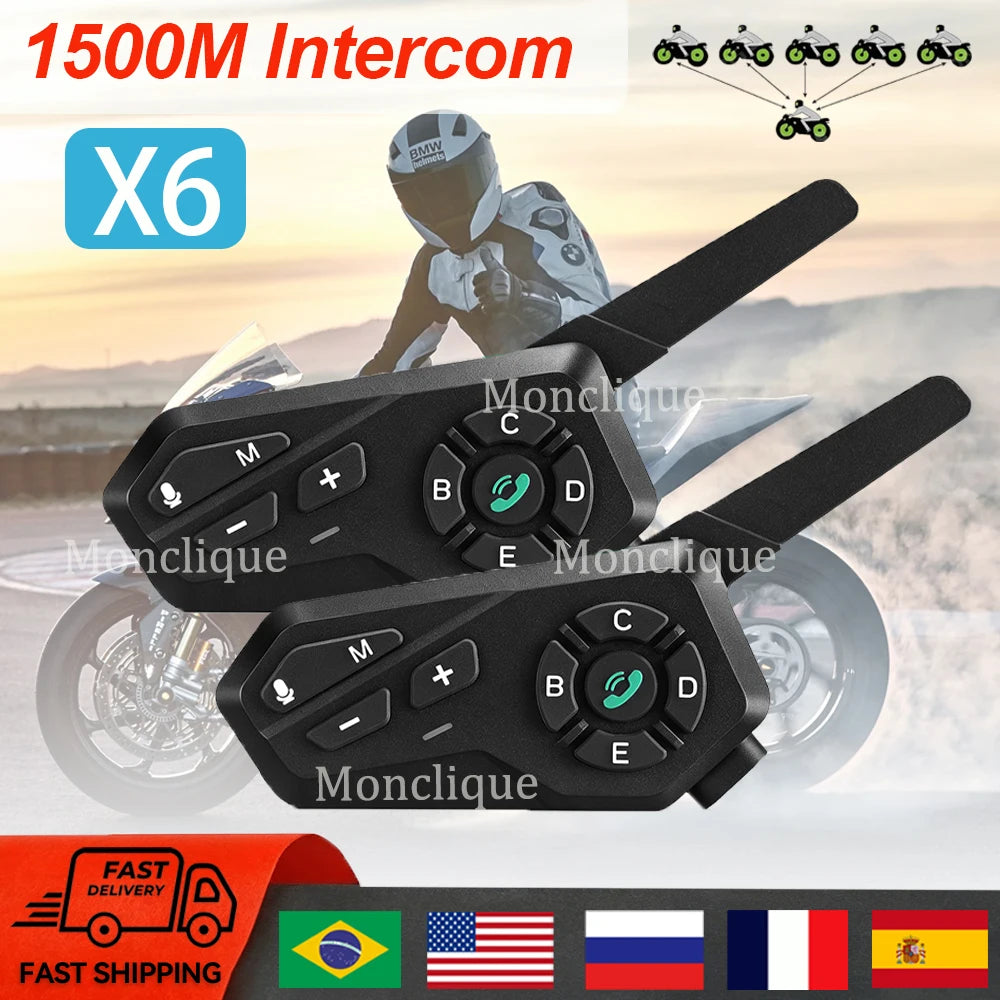 Motorcycle Helmet Bluetooth Headset – 6-Rider Intercom & FM Helmet Bluetooth Headset Qst