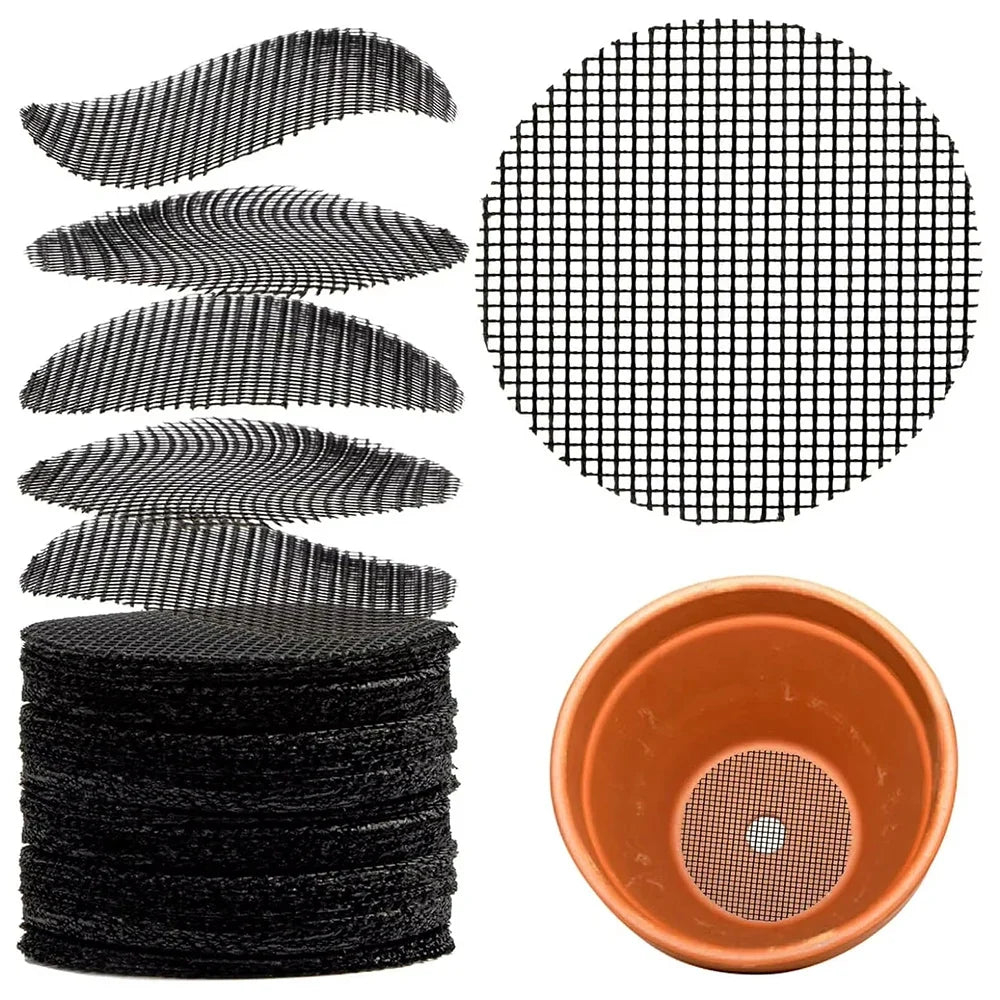 50-Pack Flowerpot Mesh Gasket Pads – Leakproof Drainage Discs Pot Drainage Pads Qme