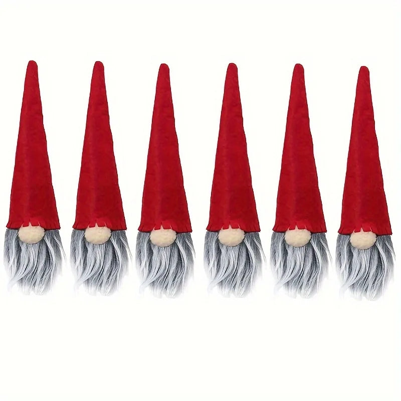 Christmas Elf Dwarf Faceless Doll Wine Bottle Covers – Set of 6 Christmas Bottle Covers Qme Red