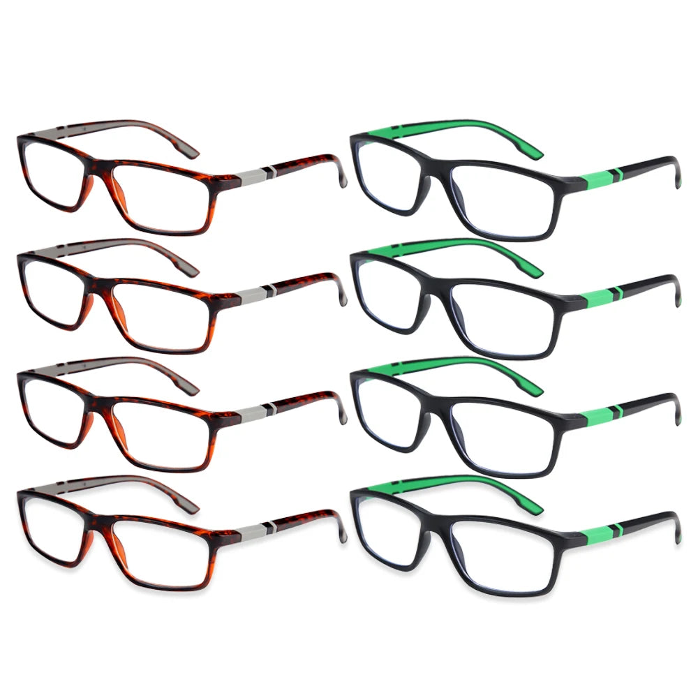 VOPHA 8-Pack Reading Glasses Anti-Eyestrain Unisex +1.0–+3.0 Reading Glasses Qst Tort Green +200