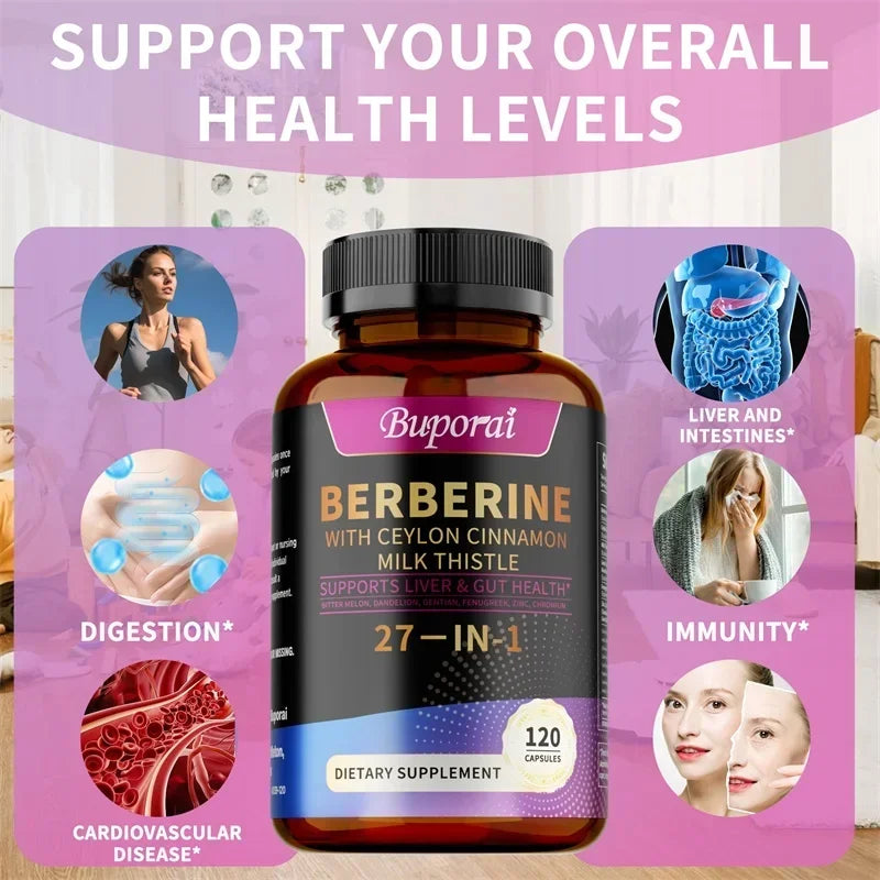 Berberine Ceylon Cinnamon Milk Thistle 27-in-1 Supplement Herbal Supplement Qst
