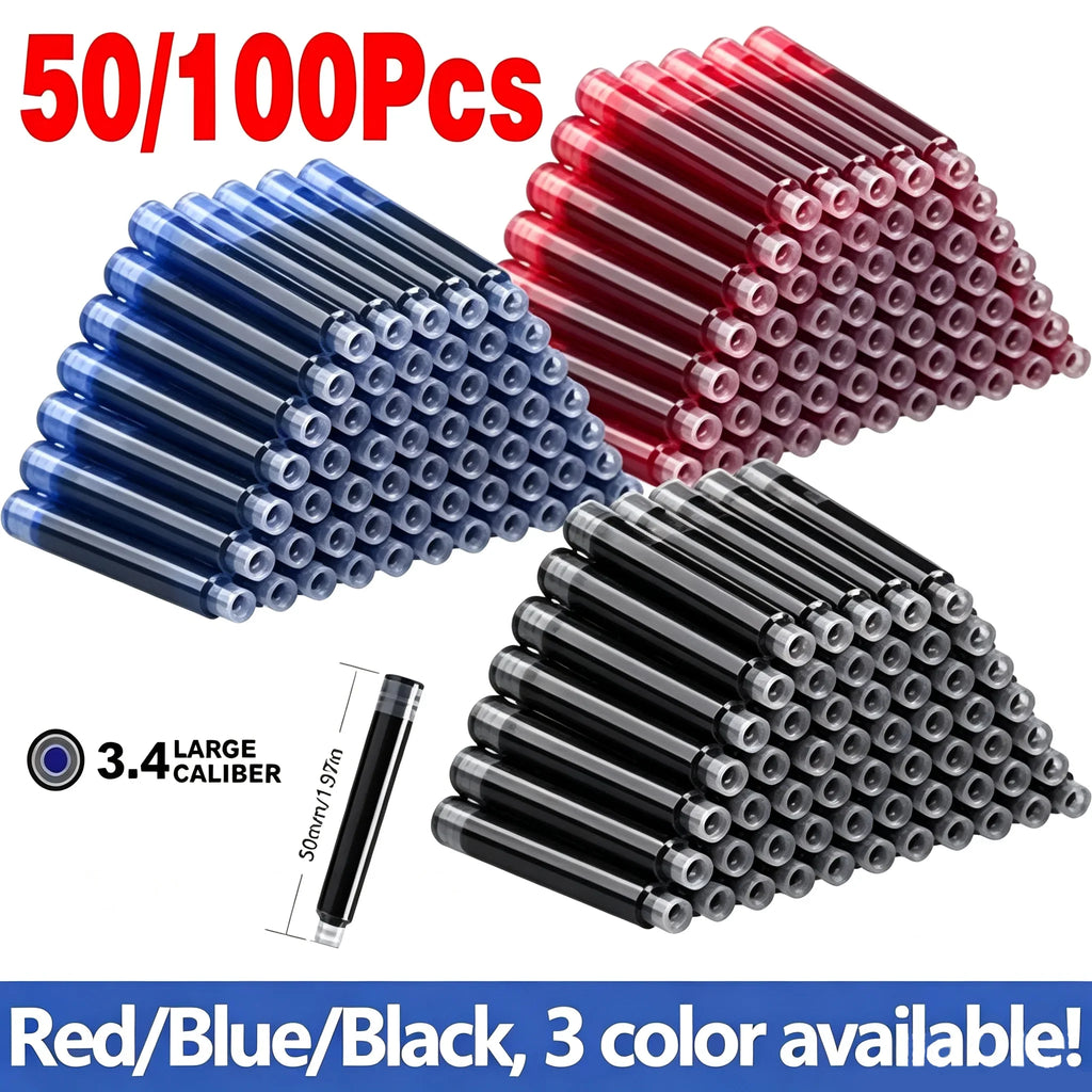 36-Pack Colourful Ink Sac Pen Refills – Black, Blue & Red Pen Ink Refills Qme