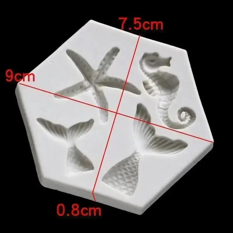 Silicone Mermaid Fish Tail Fondant Mold | Marine Life Baking Silicone Baking Mold Qme