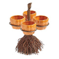 Halloween Wooden Snack Bowl Stand | 4-Bowl Rattan Basket Snack Serving Stand Qme B One Size