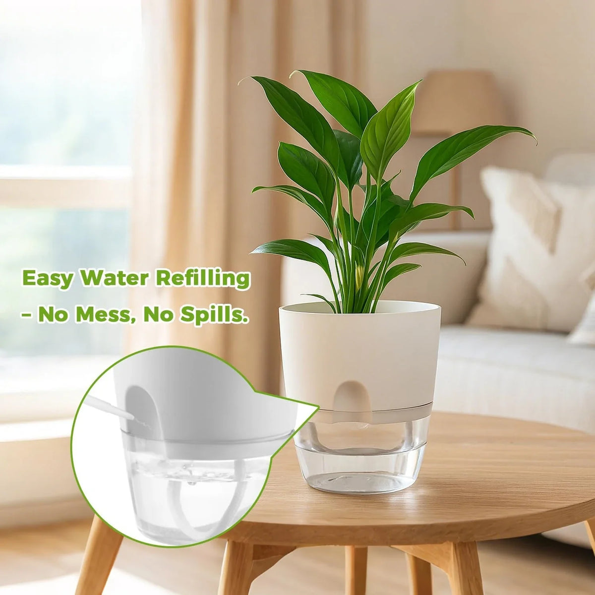 Self Watering Plant Pot – Double Layer Transparent Reservoir Self Watering Planter Qme