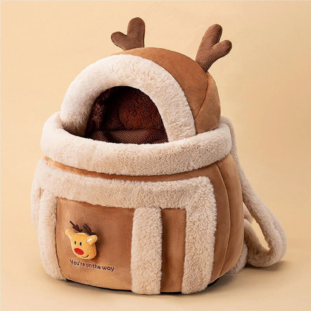 Pet Plush Elk Backpack – Cat & Puppy Carrying Bag | Qme Pet Carrier Backpack Qme