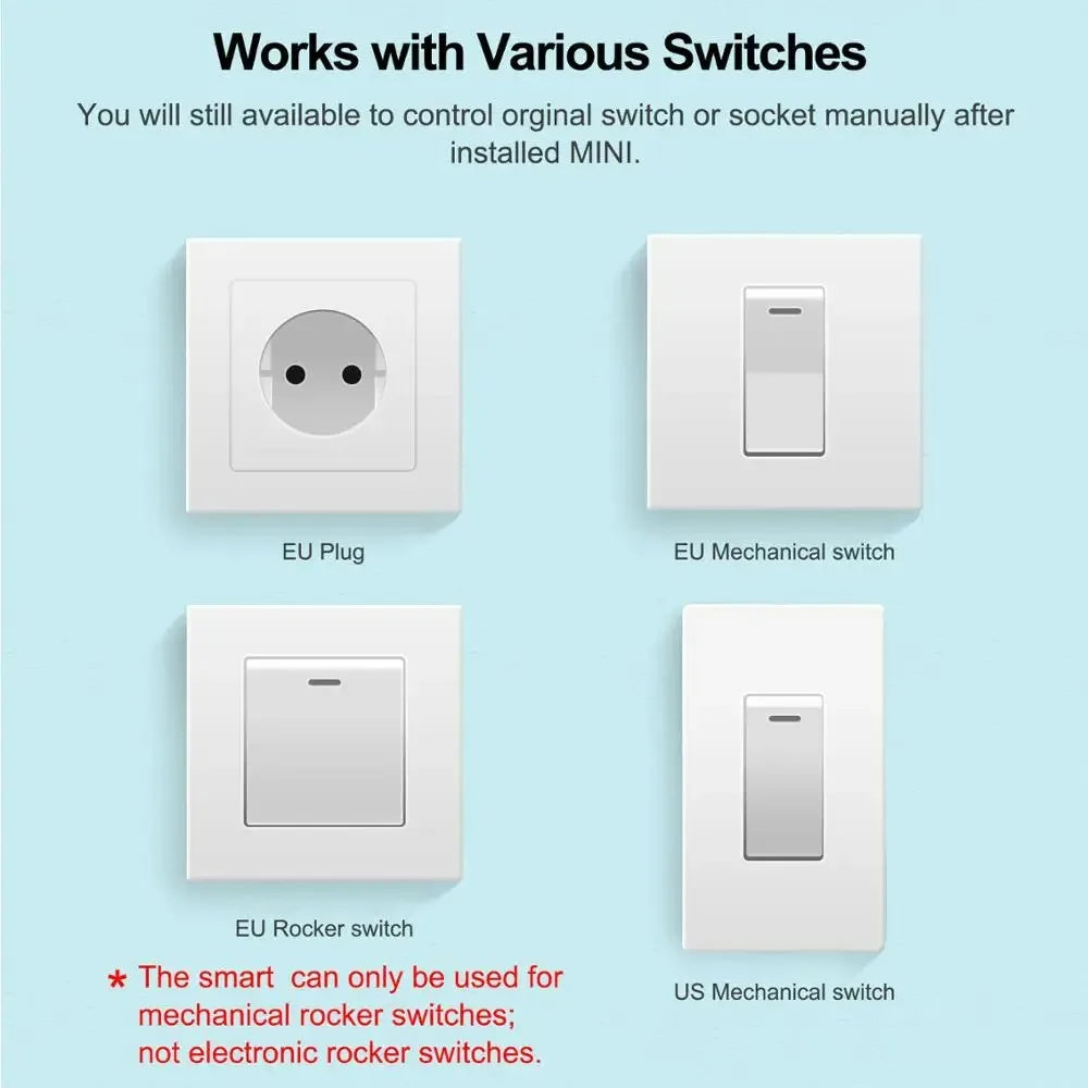 Tuya WiFi Smart Switch 16A 2-Way Mini DIY Module | White WiFi Smart Switch Qme