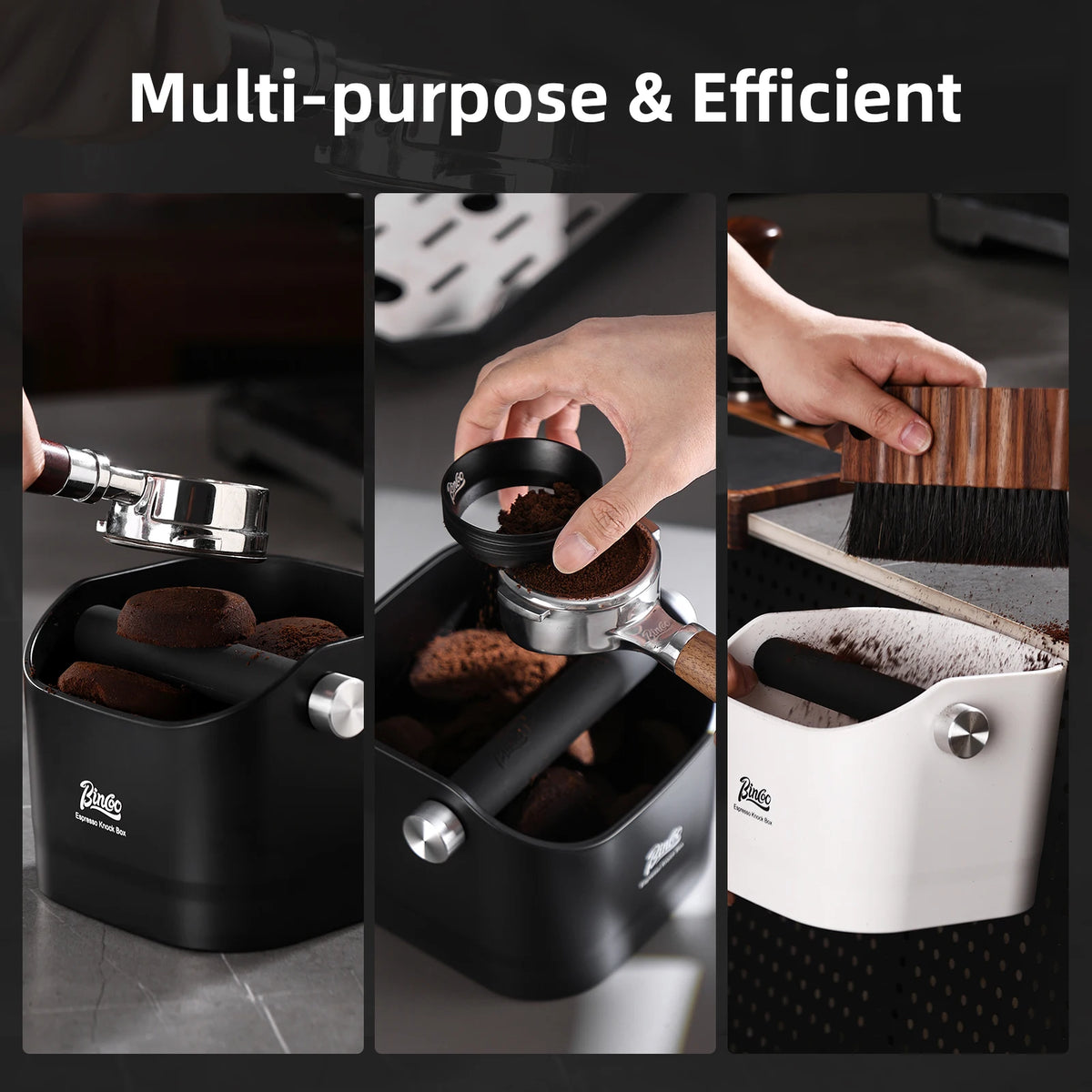 Bincoo Espresso Knock Box – Anti-Slip Coffee Grounds Dump Bin Espresso Knock Box Qst