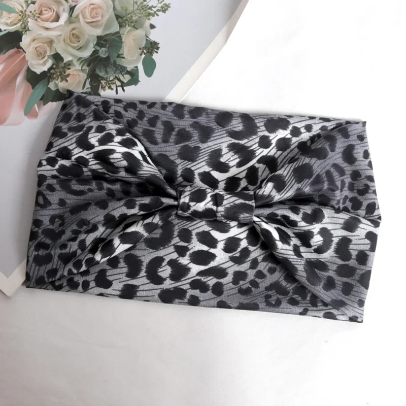 Women's Wide Leopard Print Elastic Hair Bands – Yoga & Pilates Wide Elastic Headband Qme B
