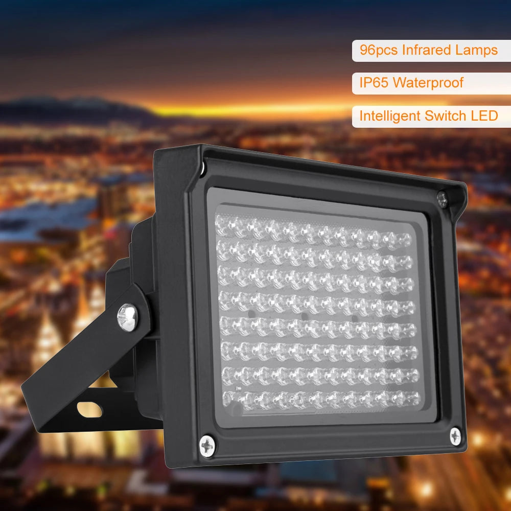 96 LED IR Illuminator IP65 Waterproof Night Vision CCTV Light IR Illuminator Qst black