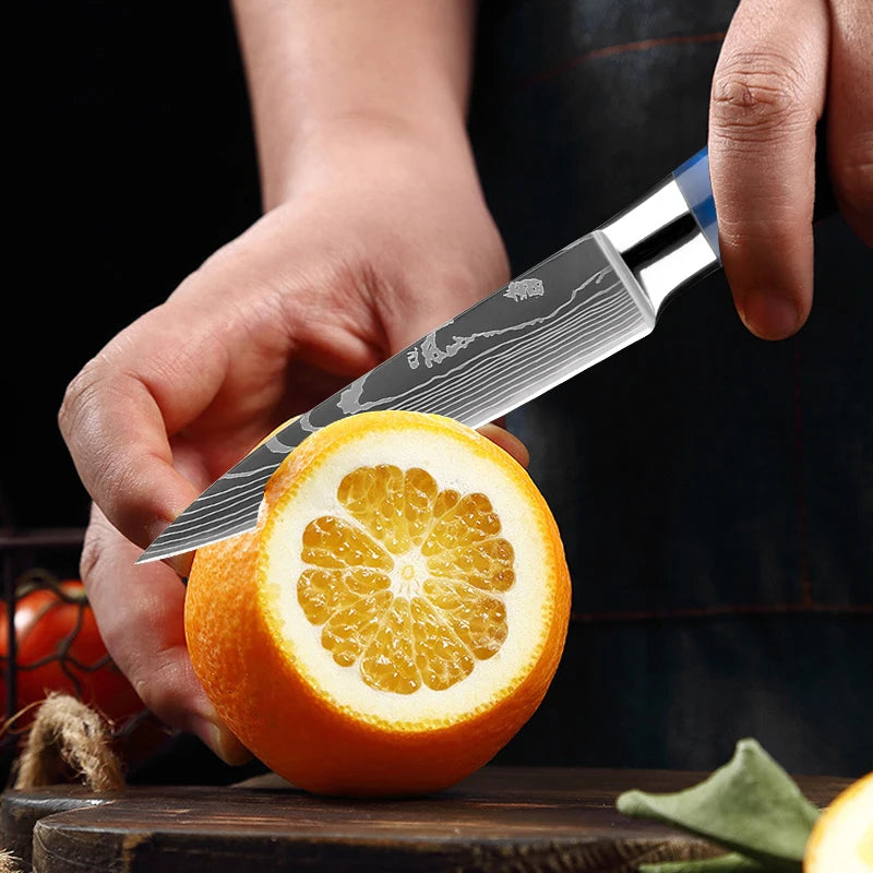 XITUO 6-Piece Kitchen Knife Set – Damascus Santoku Blades Kitchen Knife Set Qst