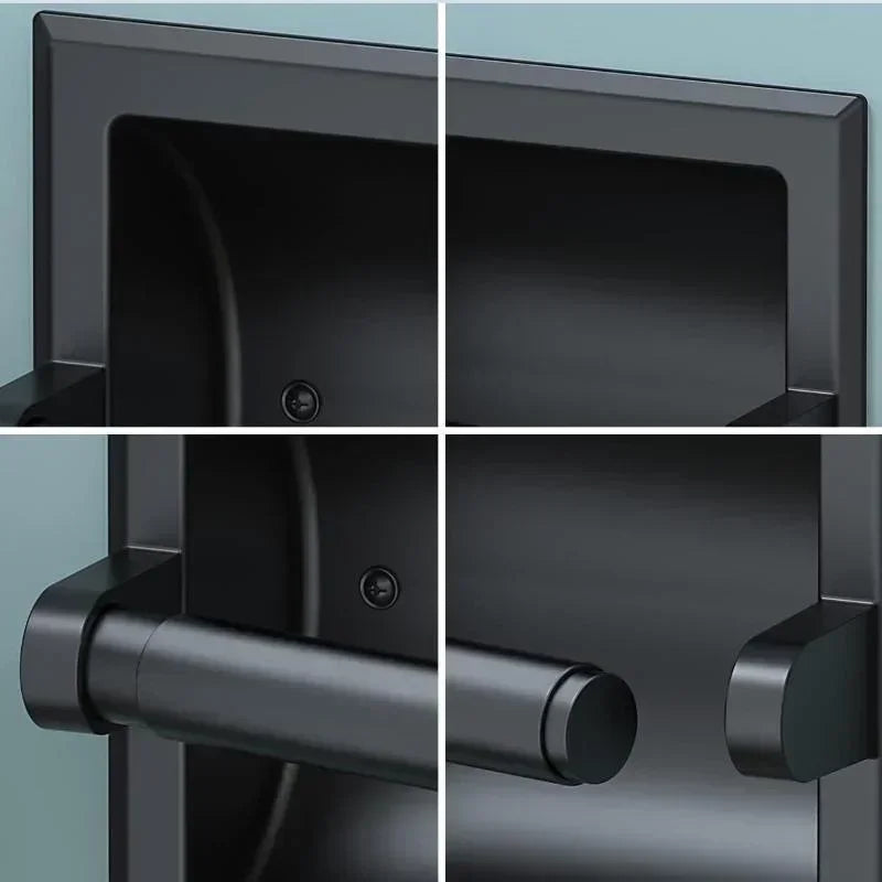 Black Metal Recessed Toilet Paper Holder | Wall Mount Bracket Toilet Paper Holder Qme