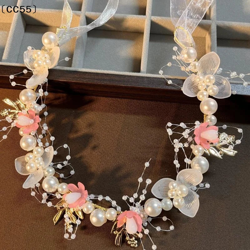Girls Pearl Flower Wreath Headband | Wedding Hair Hoop Pearl Flower Headband Qst