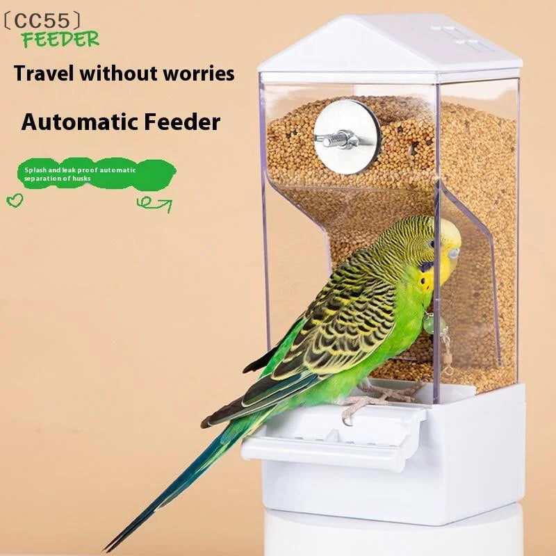 Large Capacity Parrot Automatic Feeder – Anti-Splash Cage Automatic Bird Feeder Qst