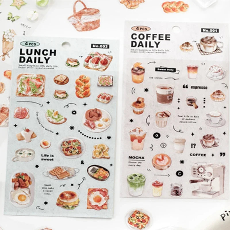 Afternoon Tea Dessert Flat Stickers – Notebook & Journal Decor Decorative Stickers Qme