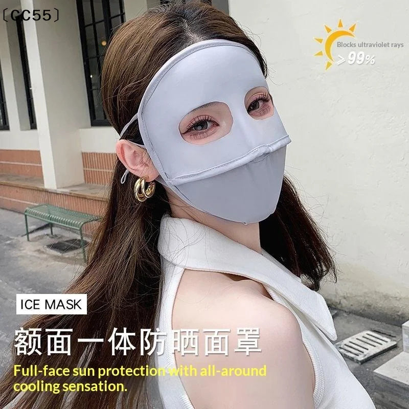 Women's UV Full Face Sun Mask – Breathable Outdoor Cover Sun Protection Mask Qst