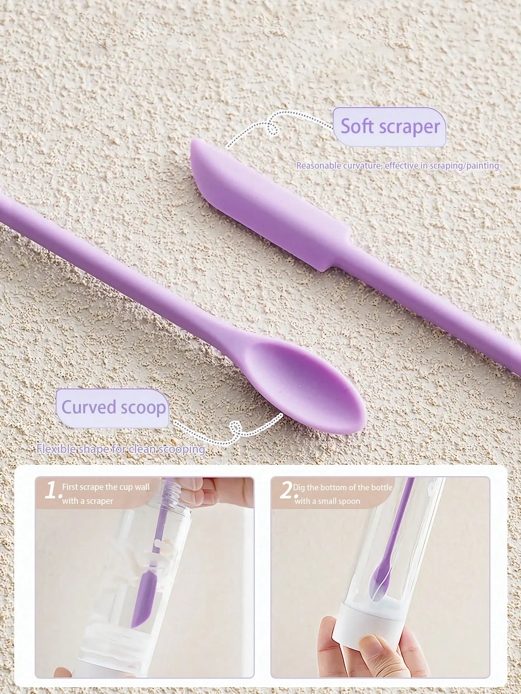 Silicone Bottle Scraper for Foundation & Lotion Jars | Qme Makeup Spatula Tool Qme